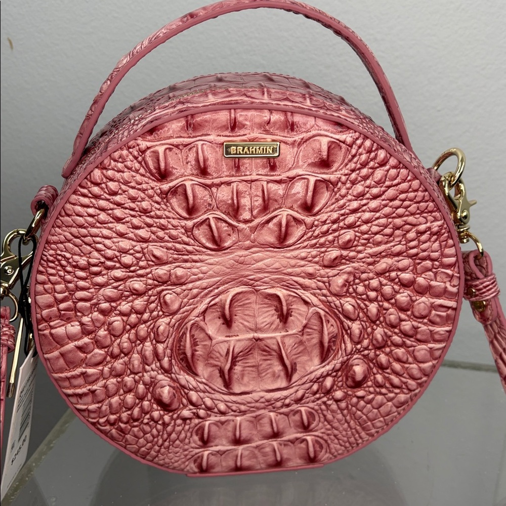 NWT Brahmin Pink Top Handle Lane Believe Ombré Melbourne Leather Crossbody Bag